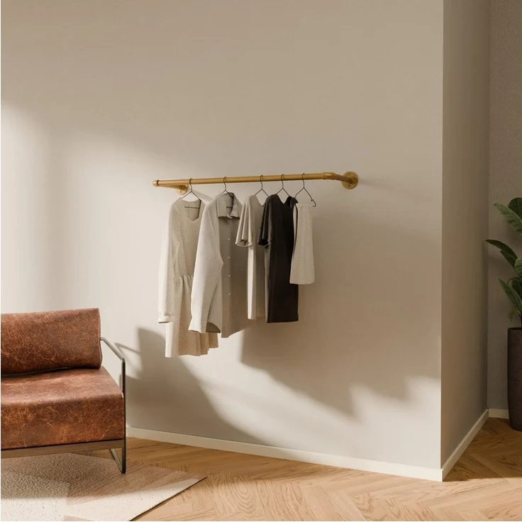 pamo. design Garderobenständer FINN, (Garderobe Flur schmal), offene Kleiderstange zur Wandmontage im industrial Design – Bild 1