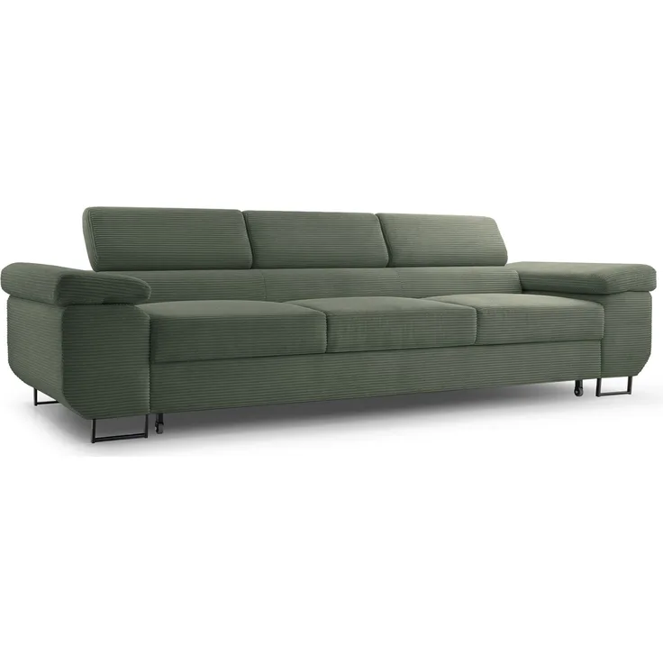 Selsey 'Capurso' Schlafsofa mit verstellbaren Kopfstützen und Stauraum, Cord, Olivgrün
