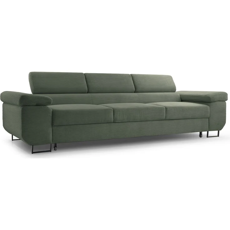 Selsey 'Capurso' Schlafsofa mit verstellbaren Kopfstützen und Stauraum, Cord, Olivgrün – Bild 1