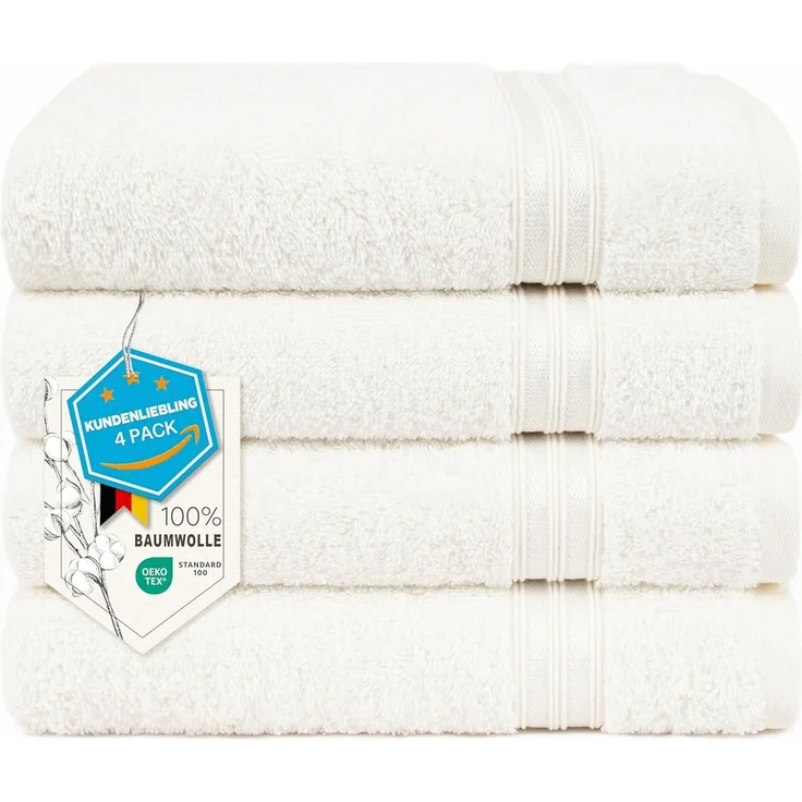 HAMMETEX Handtuch Set 4er Set Handtücher 50x100 cm, 100% Baumwolle, Weich & Saugstark, Frottier (Set, 4-St), mit Bordüre, einfarbig, weich – Bild 1