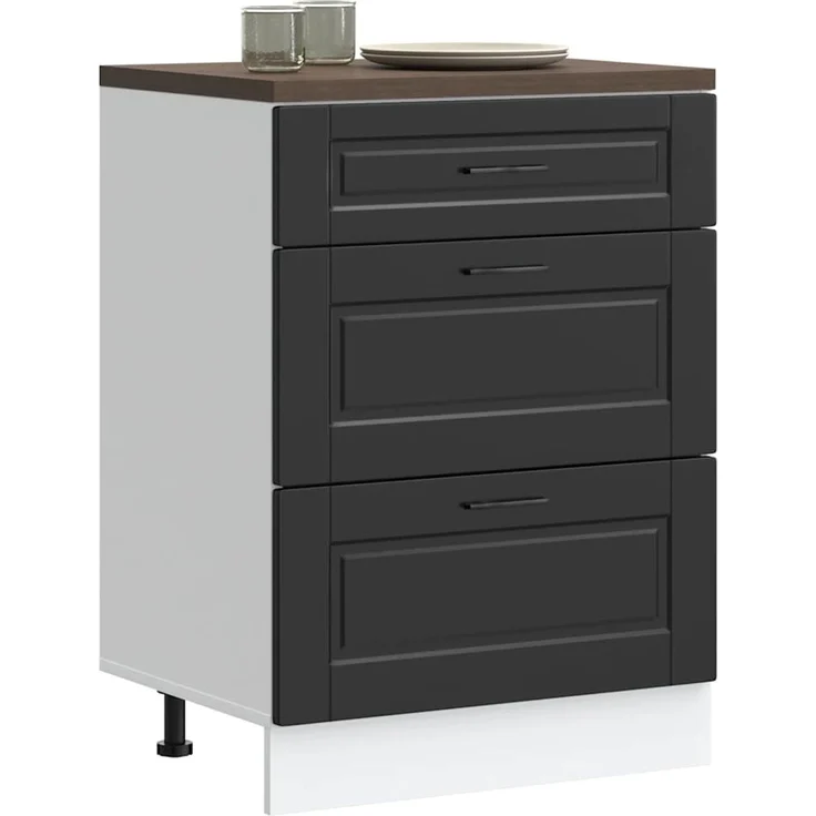 vidaXL Küchenunterschrank „Porto“ Schwarz Holzwerkstoff 854260 – Bild 1