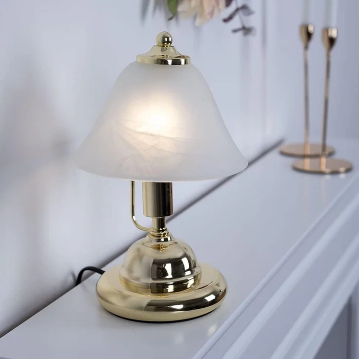 Messing LED Tischlampe, Touchschalter, Höhe 27 cm ANTIQUE – Bild 7