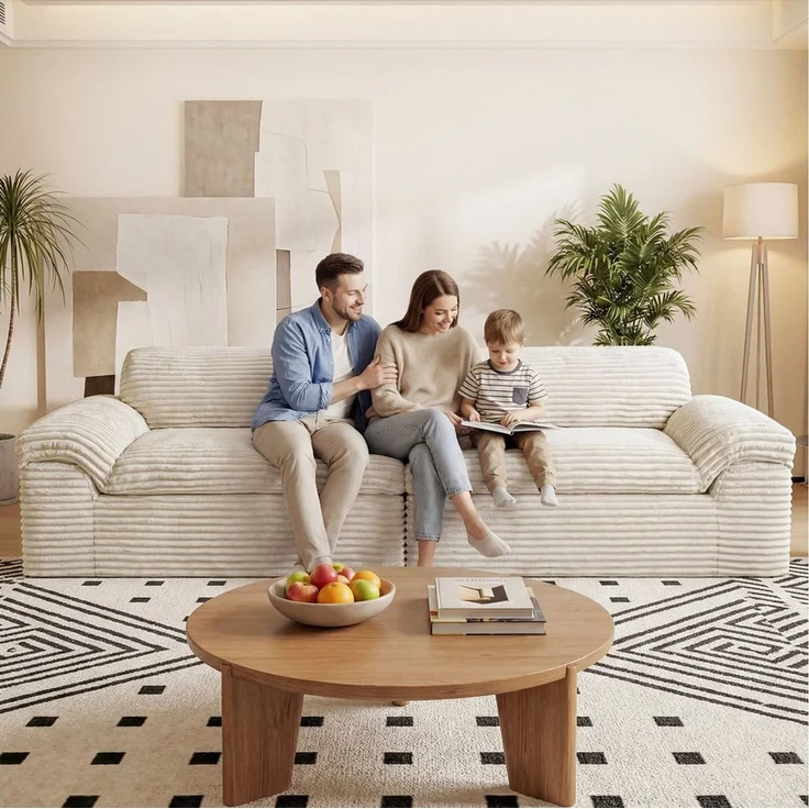 Vesgantti Big-Sofa Vesgantti 260 cm Boneless Sofa, 3-Sitzer Cord Couch aus Vollschaum – Bild 2