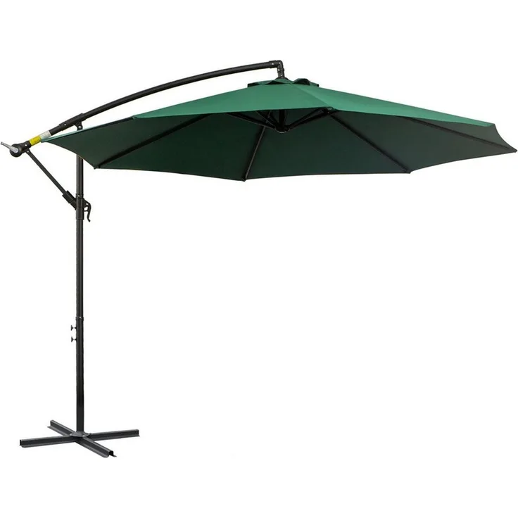Outsunny Ampelschirm mit Handkurbel, Polyestergewebe, Grün, 295 x 295 cm