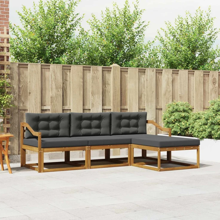 vidaXL Outdoor-Sofagarnitur 4 stk. 4-Sitzer Natur und Anthrazit 3367420 – Bild 1