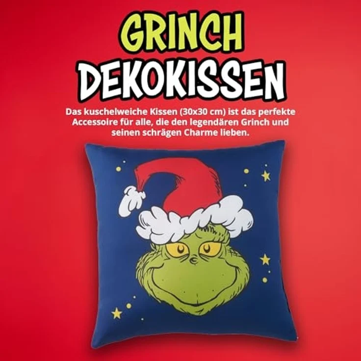 United Labels® Dekokissen The Grinch Kissen - Plüsch Zierkissen Kopfkissen 30 x 30 cm – Bild 2