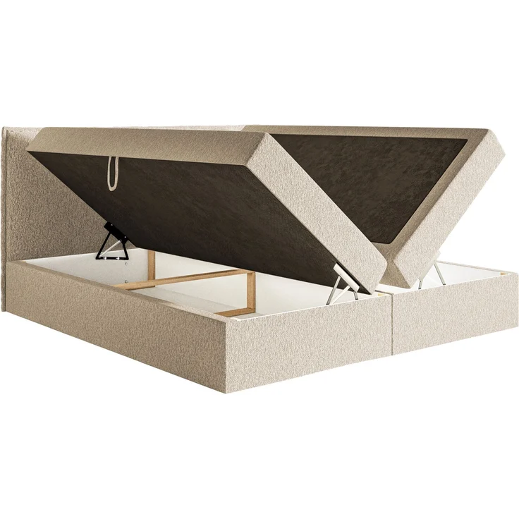 Selsey 'Softie' Boxspringbett 180x200 cm mit Topper und Stauraum, Chenille, Hellbeige – Bild 4