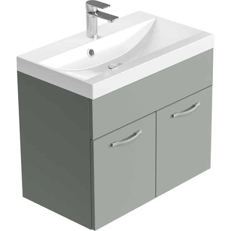 Badplaats Badmöbel Komplettset Montreal 60x35 cm Grün Matt - Badezimmermöbel mit Waschbecken und Spiegelschrank – Bild 3