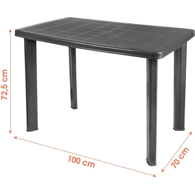 Spetebo Gartentisch Kunststoff Gartentisch 100 x 72 cm (Stück, 1-St, Stück), Campingtisch rechteckig im klassischen Design