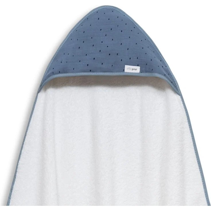 Baby BadePoncho 1x1 m Bademantel Kapuzenbademantel MUSSELIN "Puntos weiß petroleum" für Neugeborene · 100% Baumwolle & Runder Lätzchen 20x20 cm · INTERBABY – Bild 2