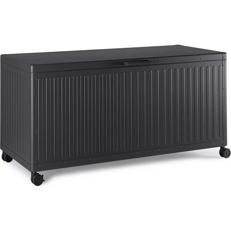 Gartentruhe Necon - Aluminium Anthrazit, mit Gaskolben und Rollen, Größe S