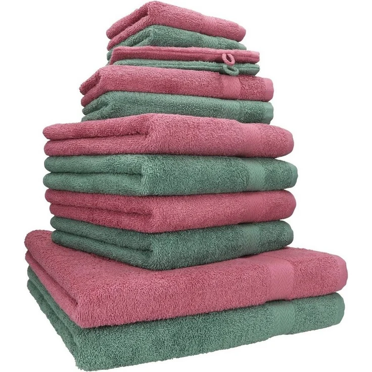 Betz Handtuch Set 12-TLG. Handtuch Set Premium Farbe Beere/tannengrün, 100% Baumwolle (12-St), 2 Duschtücher 4 Handtücher 2 Gästetücher 2 Seiftücher 2 WH – Bild 1