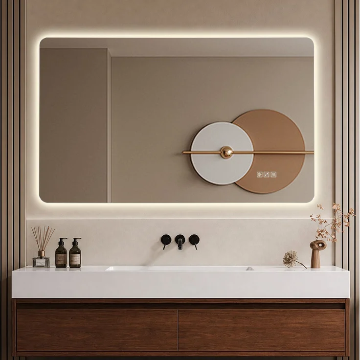 LED-Badezimmerspiegel 60x100 cm, dimmbar mit Anti-Beschlag, Silber – Bild 2
