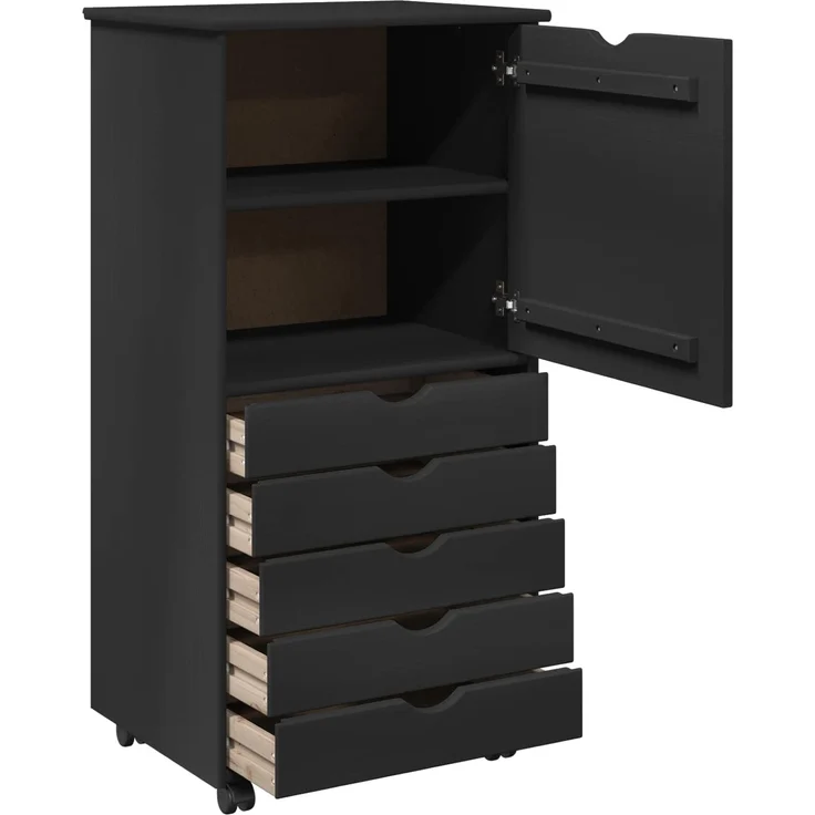 vidaXL Rollschrank MOSS 53 x 39 x 103 cm Massivholz Kiefer Schwarz 42028371 – Bild 4