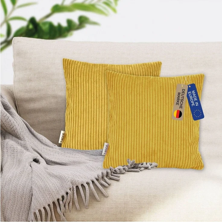 Lycce Dekokissen Kissenbezug 2er Set CORD Stoff (50 x 50 cm) - made in EU – Bild 1
