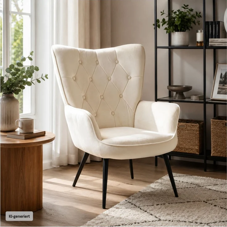 Ohrensessel Freya beige – Bild 1