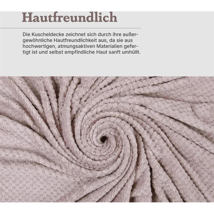 Kuscheldecke "Popcorn" Cashmere Soft-Touch Sandgrau 150x200 cm – Bild 5