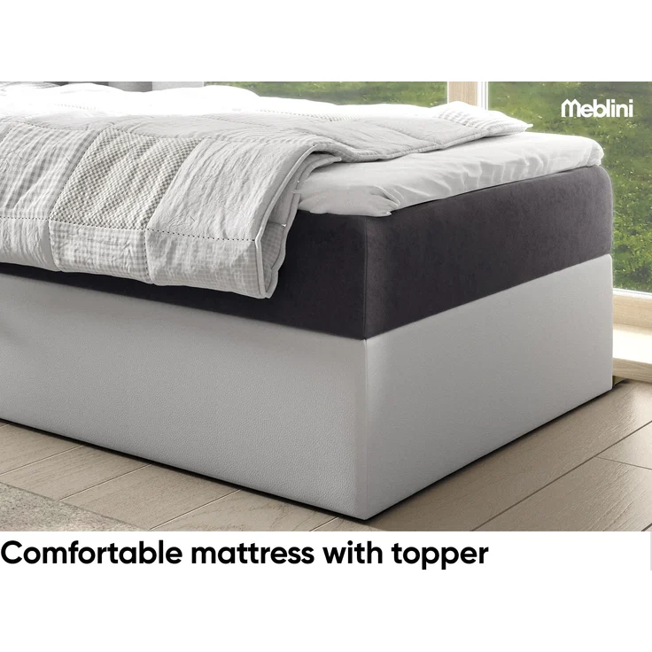 MEBLINI Kinderbett mit Bettkasten GARETH 1 100x200 Links – H3/Dunkelgrau Samt Gepolstert Einzelbett mit Matratze - Polsterbett mit Stauraum - Bett mit Kopfteil – Stauraumbett – Bild 2