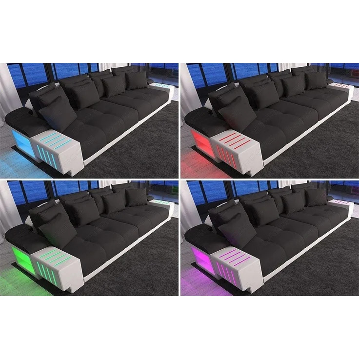 Big Sofa Bellagio im modernen Stoffbezug - Strukturstoff - Braun-Weiß – Bild 6