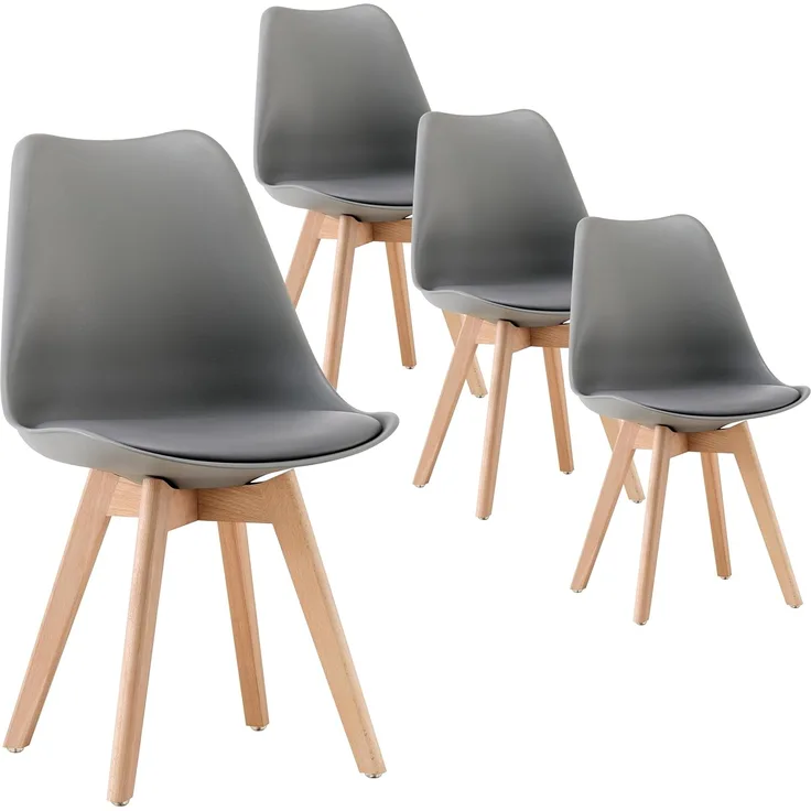 DEULINE® Esszimmerstühle Essstühle Esszimmerstuhl SGS Massivholz Polsterstuhl Stühle Oslo 4er-Set GRAU 521246