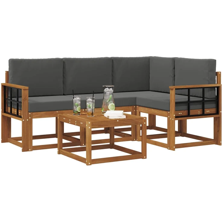 vidaXL Outdoor-Sofagarnitur 5 stk. 4-Sitzer Natur und Anthrazit 3366370 – Bild 3