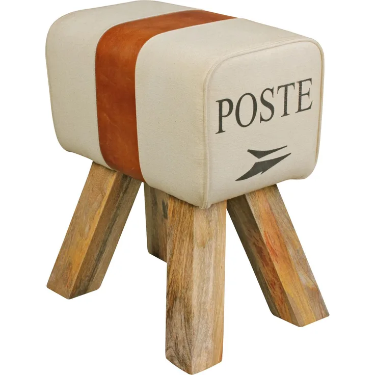 Wohnling Design Turnbock Springbock Sitzhocker CANVAS Braun, 40 x 30 x 47 cm