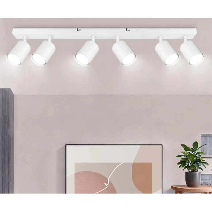 Ketom LED Deckenstrahler Weiß, GU10 Küchenlampe Deckenleuchte Srahler, Deckenlampe 6 Flammig Schwenkbar, Modern Deckenspot Lampe für Küche, Wohnzimmer, Ohne Leuchtmittel