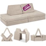 Linodino® Spielsofa Cord | Kindersofa aus Schaumstoff Bausteine - Spielsofa für Kinder & Kuschelecke im Kinderzimmer I Elfenzauber Beige