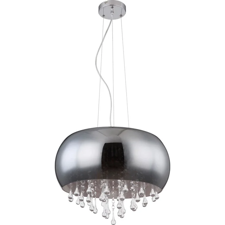 Hängeleuchte, rauchfarben, Glaskristalle, Chrom, 44 cm – Bild 1