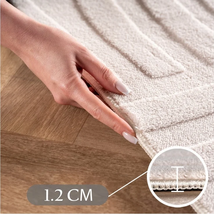 Carpettex Designteppich Unicolor - Einfarbig, Rechteckig, Höhe: 12 mm, Kurzflorteppich Skandinavische Design Anti-Rutsch Rückseite Waschbar – Bild 3