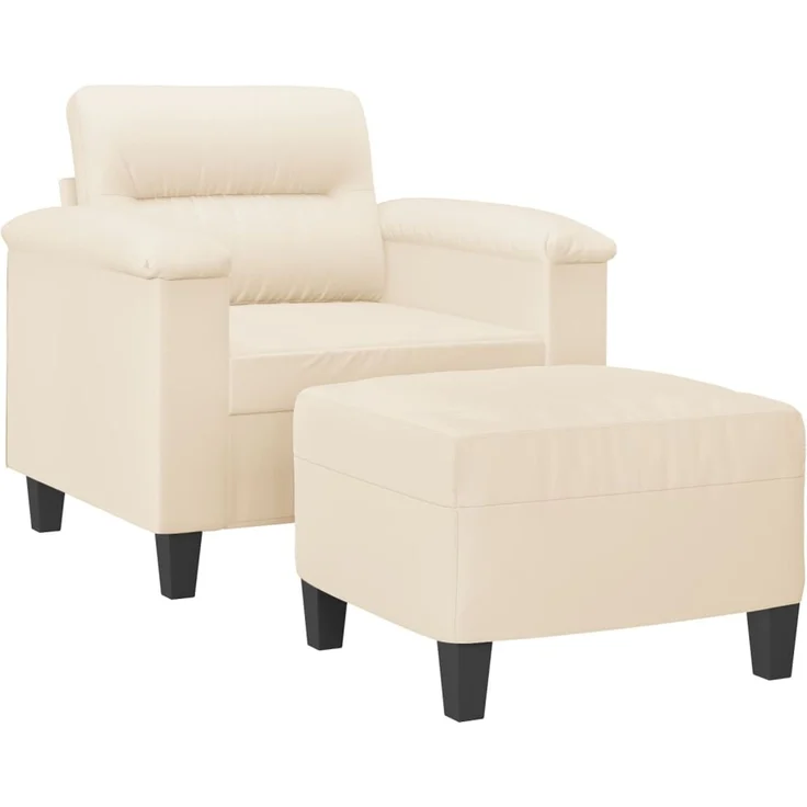 vidaXL Sessel mit Hocker Beige 60 cm Mikrofasergewebe 3201230 – Bild 2