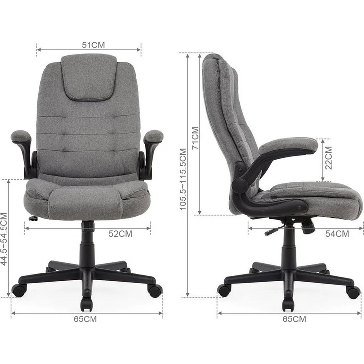 Intimate WM Heart Chefsessel Ergonomisch Bürostuhl mit Klappbaren Armlehnen, Stoff Stuhl mit Wippfunktion, Höhenverstellbar Drehstuhl – Bild 2