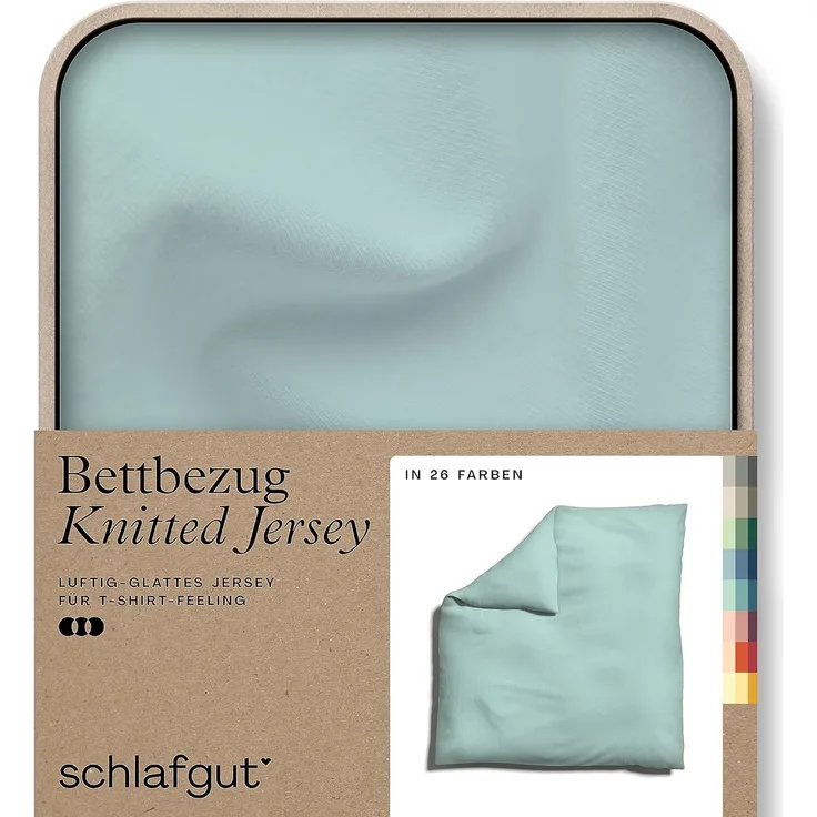 Schlafgut Knitted Jersey Bettwäsche | Bettbezug einzeln 240x220 cm | petrol-light
