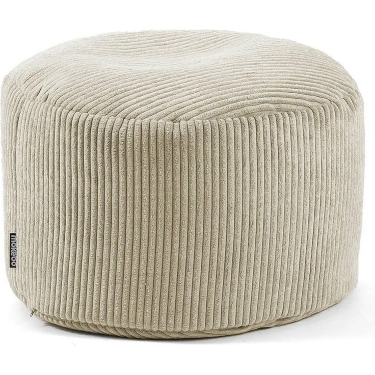 mokebo® Pouf, Hocker o. Sitzhocker aus Cord 30x50 cm 'Der Faule Lenz', Bodenkissen rund in beige, Fußhocker, Indoor Sitzkissen Stoff, Puff, Sitzpouf drinnen, kuschelig & weich, mit EPS-Perlen Füllung