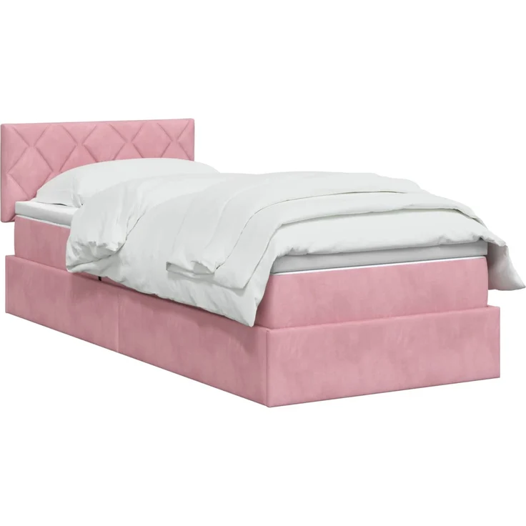 vidaXL LED-Speicherbett mit Matratze Rosa 90 x 200 cm Samt 3459287 – Bild 3
