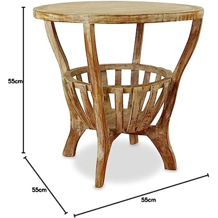 livasia Beistelltisch livasia Couchtisch rund aus Bali, Teakholz Ø 55cm / Höhe 55cm – Bild 3