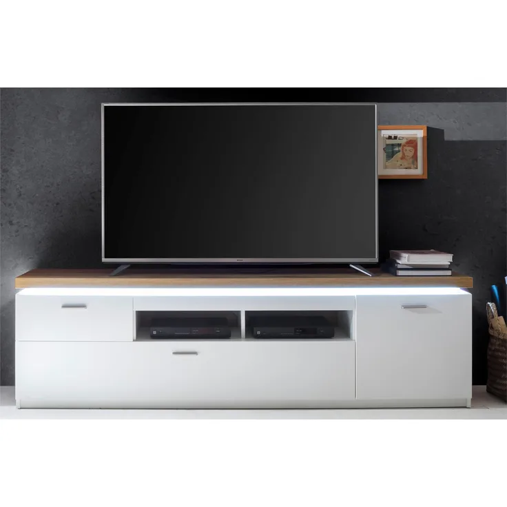 TV-Board >Chalki< in Weiß - 196x57x44cm (BxHxT)