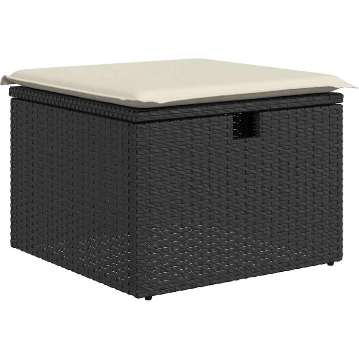 vidaXL 4-tlg. Garten-Sofagarnitur mit Kissen Schwarz Poly Rattan 3325948 – Bild 4