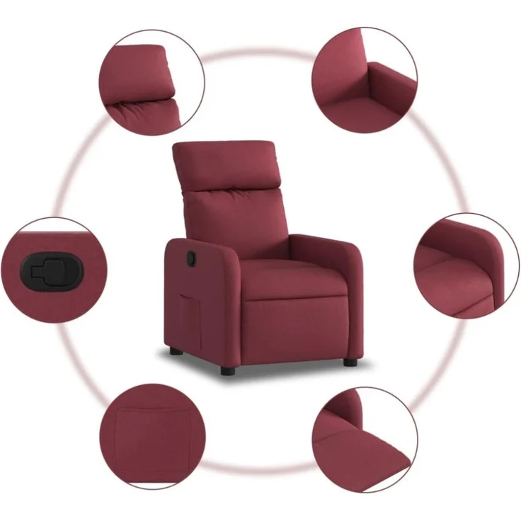 vidaXL Relaxsessel Weinrot Stoff 374168 – Bild 3