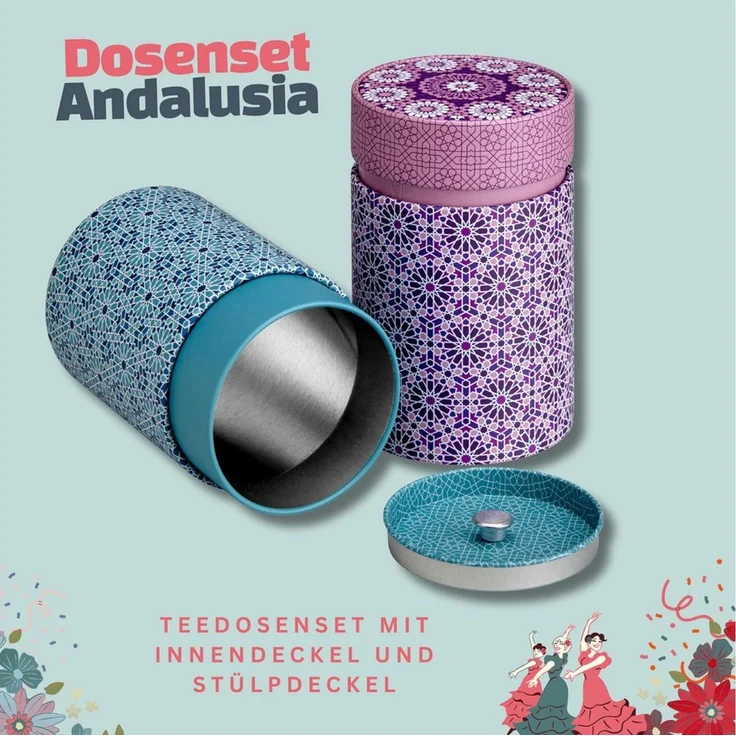 MediMuc Teedose 2er Set Andalusia, (Dose, 2er Dosenset), Teedose, Gewürzdose, Dose Set, Motivdose – Bild 4