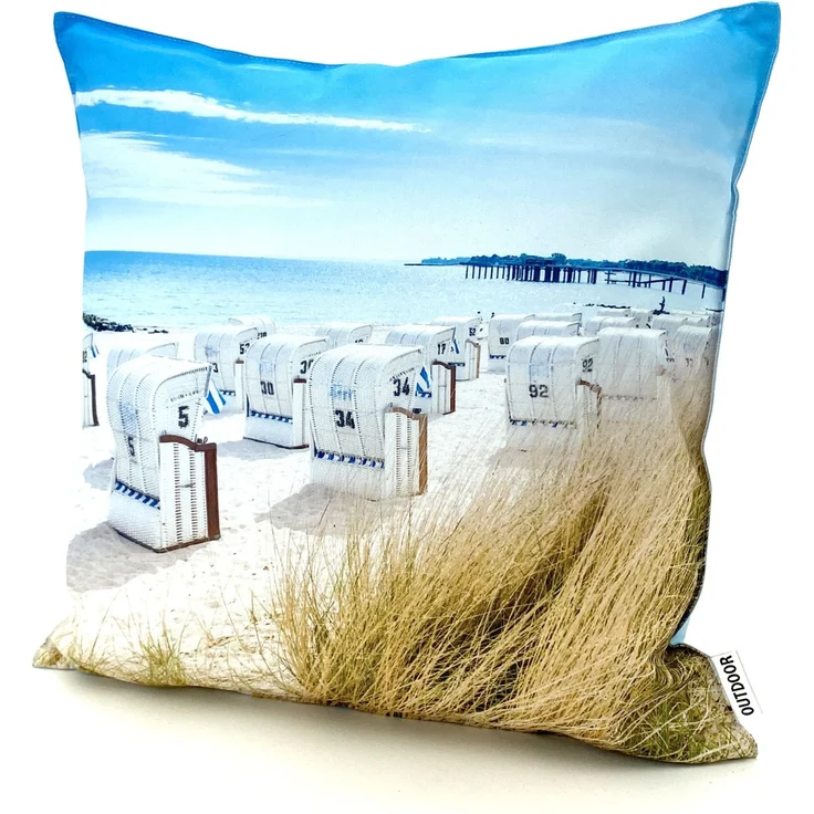 heimtexland Â® Outdoorkissen Lotus Effekt 45x45 Garten Dekokissen Wasserabweisend Outdoor Lounge Deko Kissen Typ742 Maritim StrandkÃ¶rbe – Bild 1