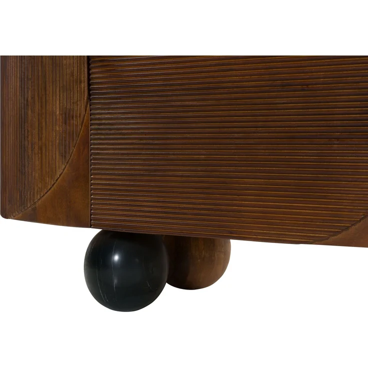Sideboard Mango 180 x 40 x 80 dunkelbraun lackiert / Marmor schwarz FLORENZ #221 – Bild 6