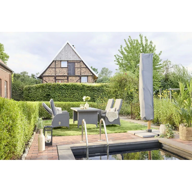 Primaster Ampelschirm Tarifa anthrazit Ø 4m Sonnenschirm Gartenschirm schwenkbar – Bild 8