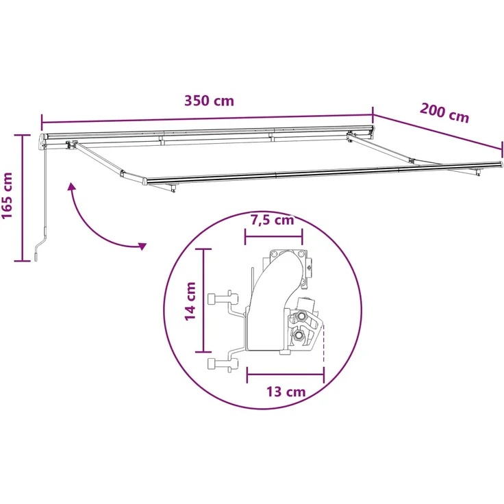 vidaXL Einziehbare Markise Sand 3,5 x 2 m Stoff – Bild 7
