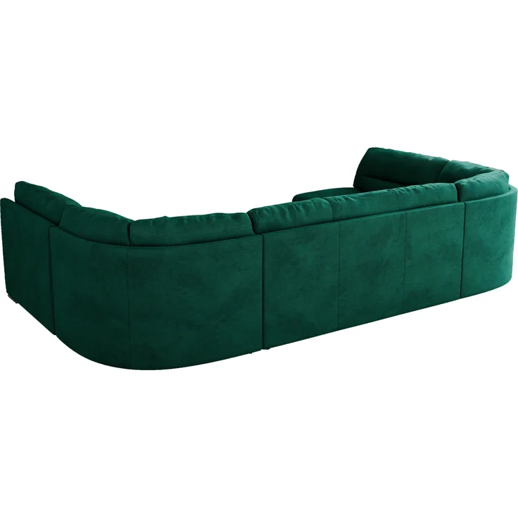 Ecksofa, Sofa big XXL, Wellenfedern, Wohnlandschaft XXL, mit Schlaffunktion - COMODO U - Dunkelgrün Velours - Topper T25 – Bild 6