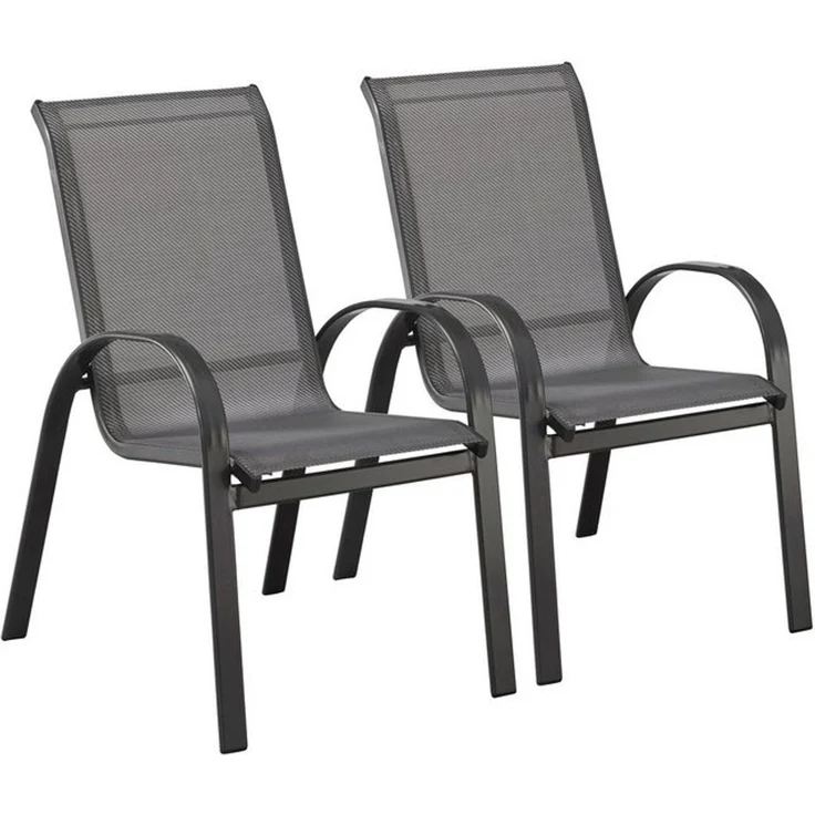MERXX Gartenstuhl Amalfi (Set, 2 St), 2er Set, Alu/Textil, stapelbar, anthrazit – Bild 4