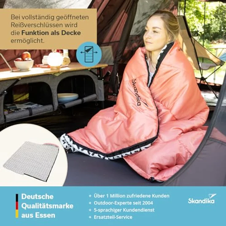 Skandika Deckenschlafsack Iceland Salmon, 3 Jahreszeiten, 220 x 80 cm, Schlafsack, Camping Schlafsäcke – Bild 8