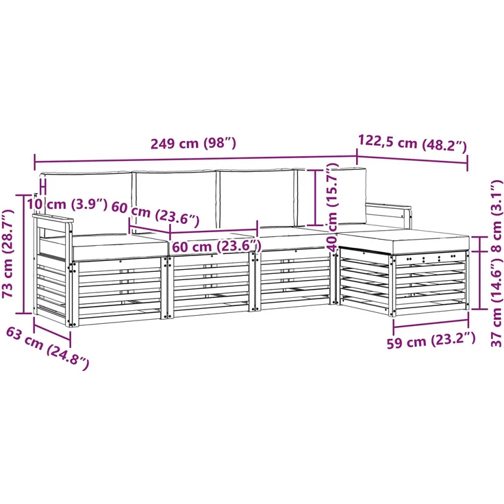 vidaXL Outdoor-Sofagarnitur 5 stk. 5-Sitzer Weiß und Anthrazit 3391662 – Bild 6