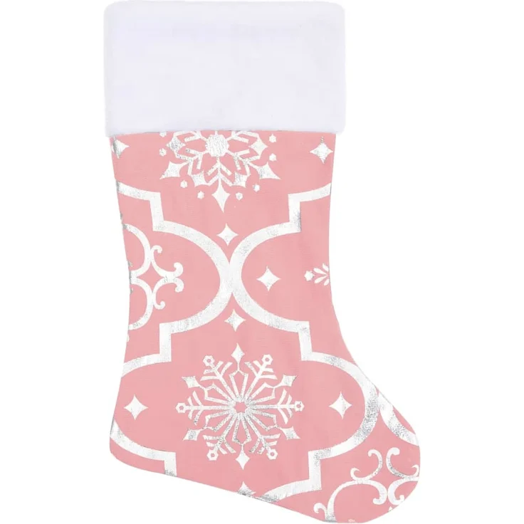 vidaXL Luxus-Weihnachtsbaumdecke mit Socke Rosa 122 cm Stoff 330285 – Bild 4