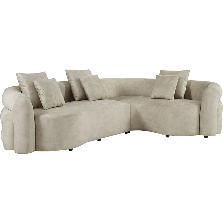 riess-ambiente Wohnlandschaft VOGUE 290cm beige - Samt, XXL-Sofa, gerundet, inkl. Kissen, L Form, Einzelartikel 1 Teile, Luxus Big Sofa - ideal für Wohn- und Schlafzimmer oder als Eckcouch – Bild 1